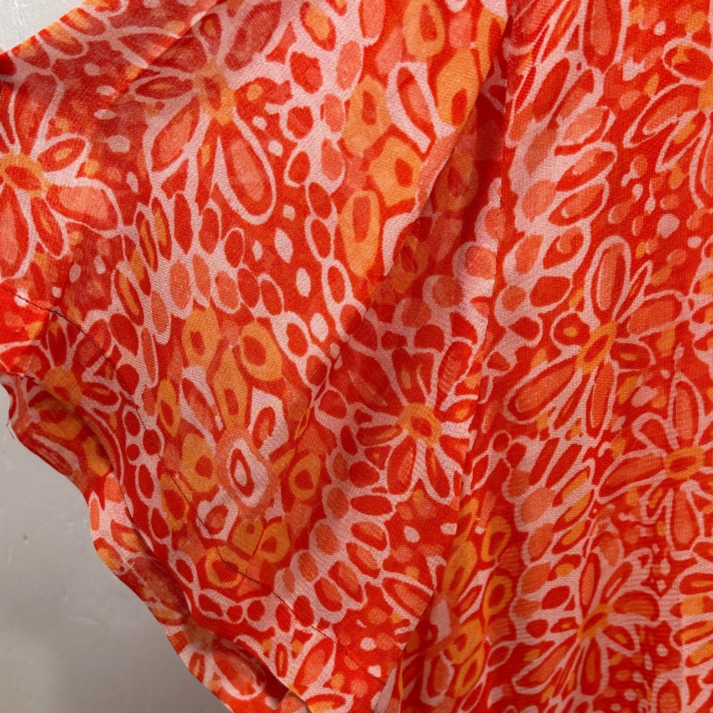 Avenue Feminine Sheer Floral Embellished Button-Down Short-Sleeve Blouse 18/ 20 - Picture 9 of 11